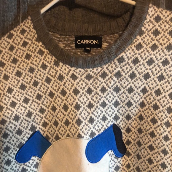 Men’s artsy Christmas Holiday striped snowman sweater - Picture 4 of 7